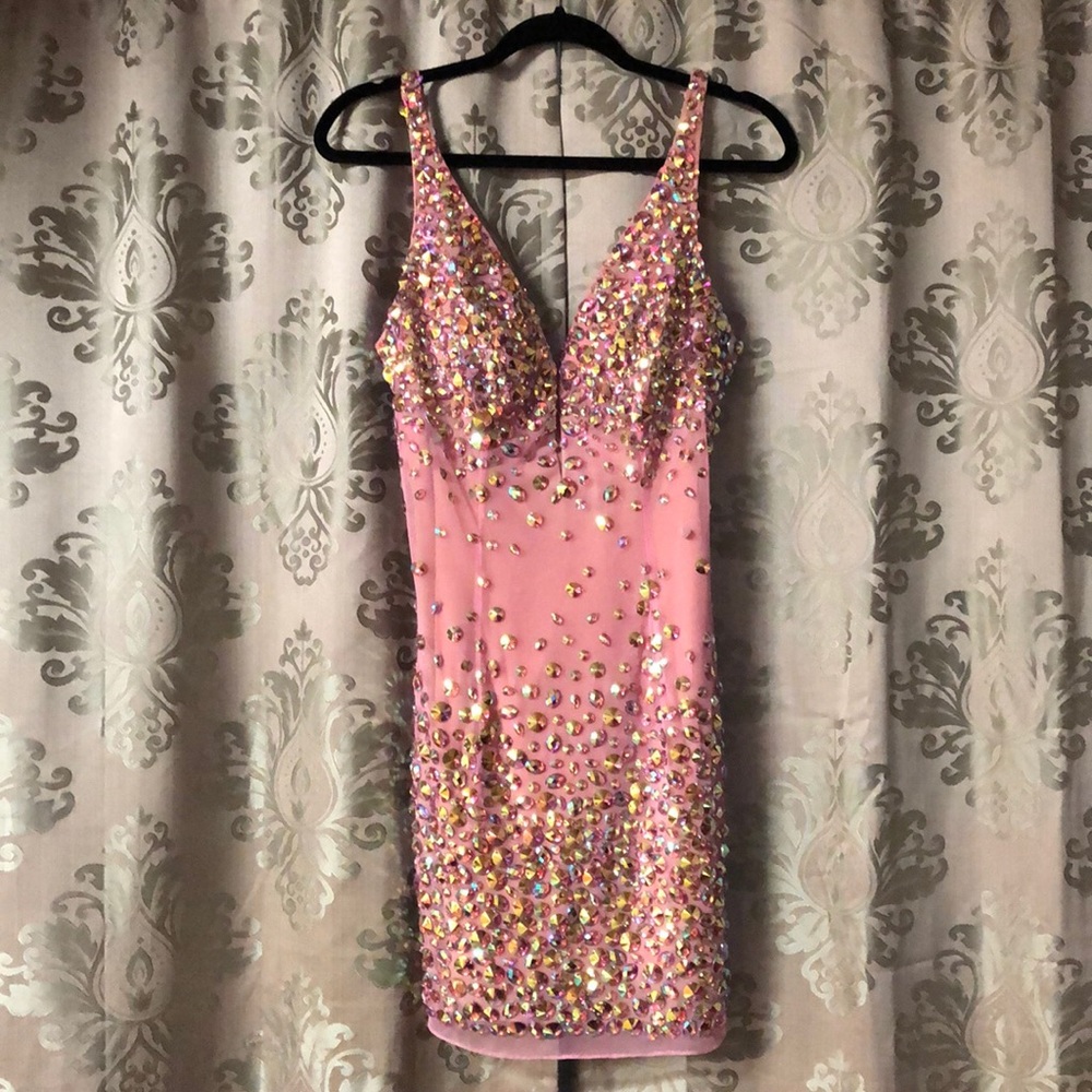 Sherri Hill pink crystal dress